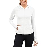 Auxo Women's Workout Jackets UPF 50+ Sun Protection Hoodie Jacket Lightweight Zip Up Long Sleeve Athletic Shirts with Pockets