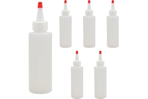 Cornucopia Brands 4oz HDPE Plastic Squeeze Bottles w/Yorker Tips (6-Pack), Empty Refillable Bottles for Arts, Crafts & Kitchen (6-Pack)