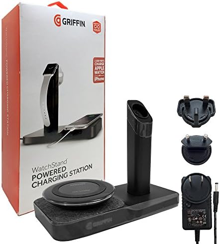 Griffin WatchStand Powered Charging Station &amp; MKK Stylus Qi Samsung Pad for Phone 8/8/+/X &amp; Watch 1/2/3 iPhone - (Certified Refurbished)