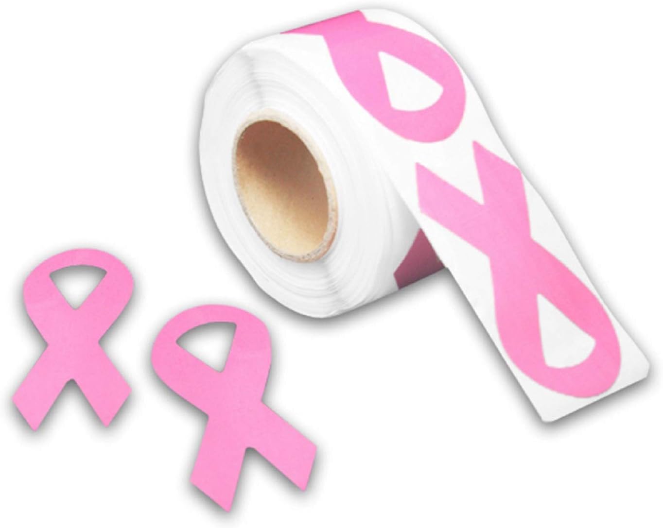 Pink Ribbon Breast Cancer Awareness Stickers (1 Roll - 250 Stickers)