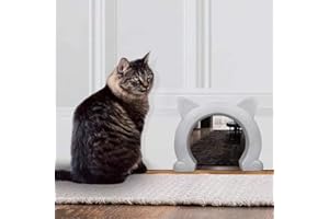 FATDAA Cat Door Interior Pet Doors for Cats Kitty Shaped Hole Cat Gate Pass Fits Inside Door Hides Litter Box Furniture for Small Pets up to 21lbs
