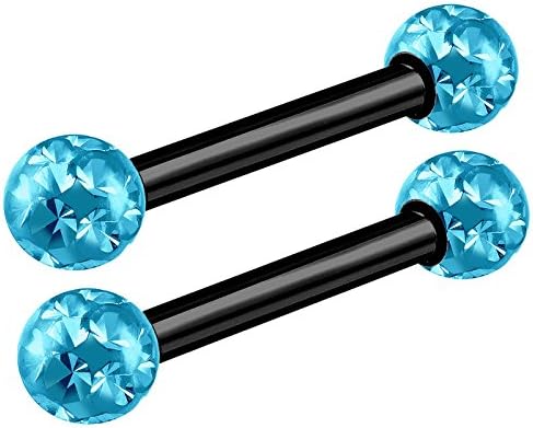 bodyjewellery2pcs 16g Barbell Earrings Black Titanium G23 Helix Cartilage Anti Tragus Vertical Forward Triple Lobe Ferido Balls B2JCC