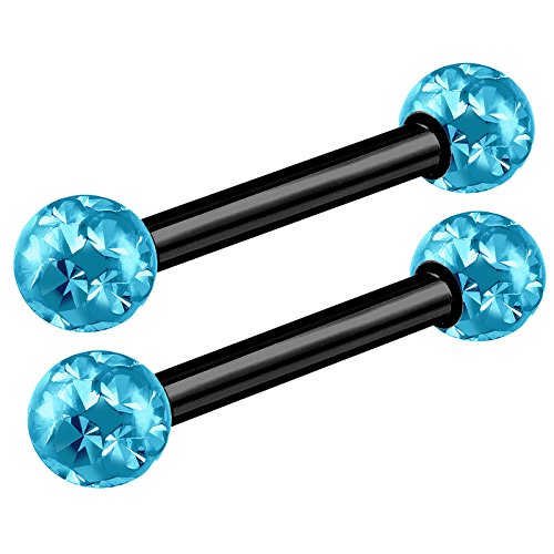 bodyjewellery2pcs 16g Barbell Earrings Black Titanium G23 Helix Cartilage Anti Tragus Vertical Forward Triple Lobe Ferido Balls B2JCC