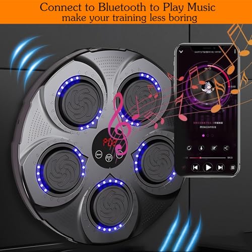 Beauenty Music Boxing Machine,Wall Mounted Smart Boxing Trainer,LED Light Intelligent Boxing Target,Adult Youth Boxing Training Punching Equipment with Boxing Gloves,Boxing Game for Gym and Home