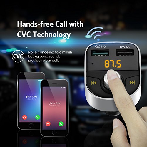 image for AMIR Criacr Bluetooth FM Transmitter, Wireless In-Car FM Radio Adapter