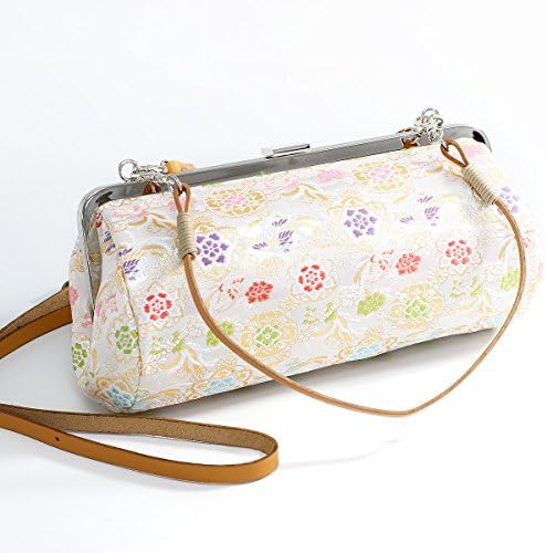 Mieko Women's Japanese Style Bag Traditional Kimono Nishijin-Ori Gamaguchi (Made in Kyoto Japan)