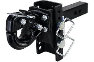 SHOCKER HITCH Shocker XR Adjustable Pintle Hook Hitch, Fits 2" Hitch 3.5" Rise/8.5" Drop