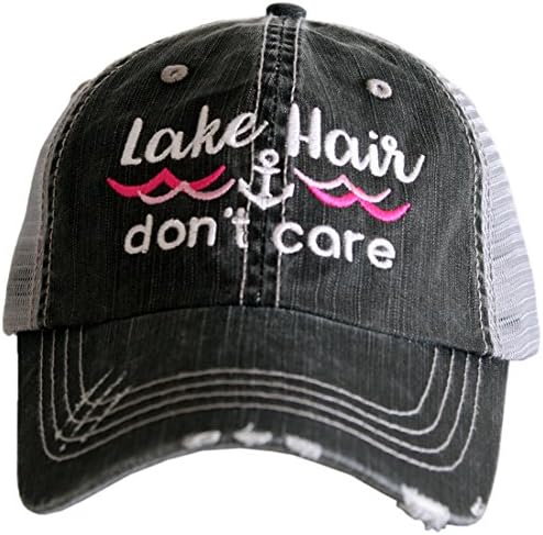 Lake Hair Don't Care Women's Distressed Grey Trucker Hat