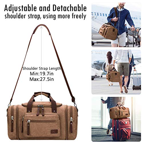 Fresion-Grosse-Reisetasche-Canvas-Sporttasche-Schultertasche-Tote-Handtasche-Maenner-Weekender-Tasche-Duffle-Bag-fuer-Frauen-Maenner-mit-40L-Grau