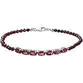 Beaded Birthstone Bracelets for Women in 925 Sterling Silver - Beads Charm Bracelets Adjustable Stretchable Jewelry - Anniversary Promise Gemstones Jewelry - Valentines Day Gifts for Women