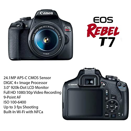 Canon EOS Rebel T7 DSLR Camera Bundle with Canon EFS 1855mm f/3.55.6