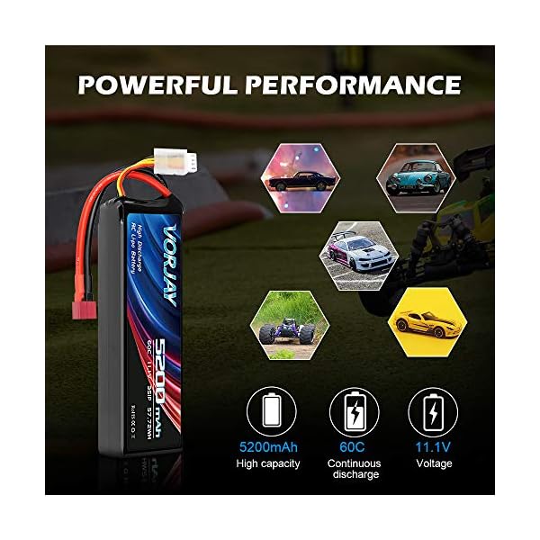 VORJAY 2S LiPo Akku 7.4V 80C 5200mAh mit Deans Stecker Batterie Ersatzakku für Wing RC Auto Rock Crawler Airplane… – Bild 4