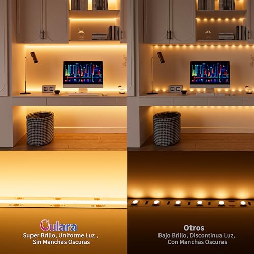 OULARA WIFI COB LED Strip 3M Warm White 2700K, Dimmable 24V LED Strip Light Set, Smart Work with Alexa/Google Assistant for DIY Lighting Under Cabinet,Bedroom,Kitchen