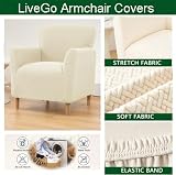 LiveGo Stretch Banquet Armchair Slipcover Beige Knit Chair Cover Non-Slip view 2
