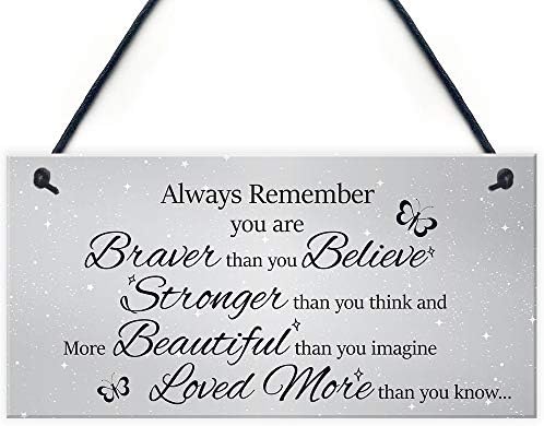 DUHUANG Stronger Inspirational Hanging Plaque Friendship Christmas Birthday Gifts Quote Butterfly Love Sign Home Decoration