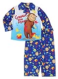 Curious George Little Boys Flannel Coat Style Pajamas (4T, Paint Blue)