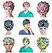 4-Pack Women's Surgical Scrub Cap, Adjustable Beanie Cap 100% Cotton Sweatband Bouffant Hat Cancer Chemo (Mulitcolor)