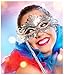 Coxeer Masquerade Mask on Stick Halloween Mask Metal Laser Cut Venetian Mask