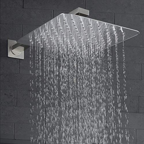 Esnbia Shower System, Brushed Nickel Shower Faucet Set with Valve and 12" Rain Shower Head Systems Wall Mounted Shower Combo Set for Bathroom All Metal