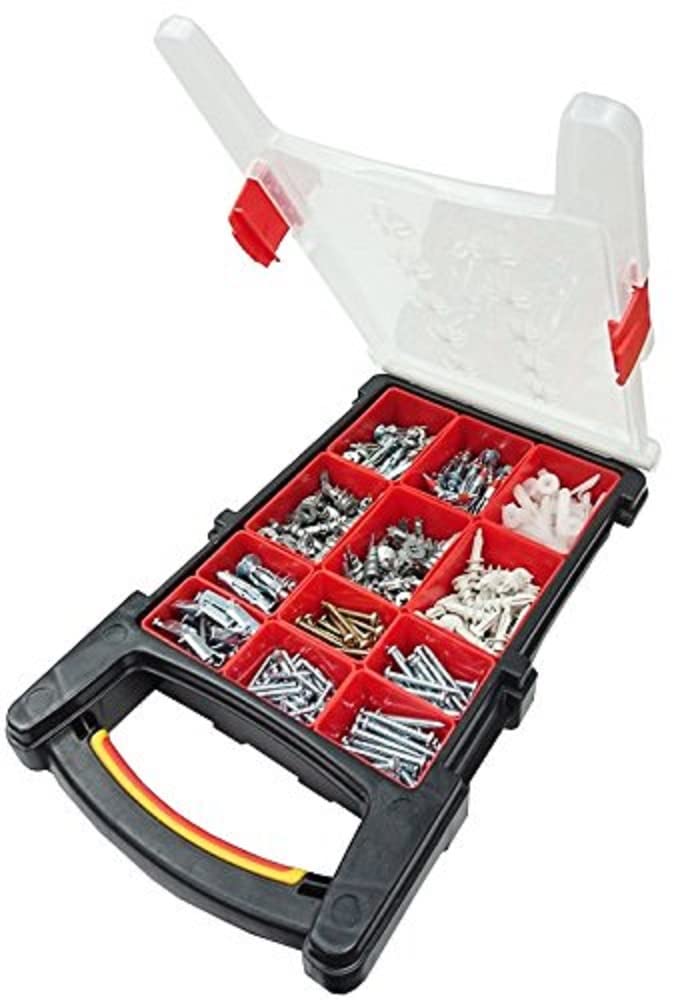 Merriway BH06618 (430 Pcs) Assortment of Redi-Driva Cavity Fixings, Hollow Wall Anchors & Screws in a 12 Compartment Carry Case - Pack of 430 Pieces