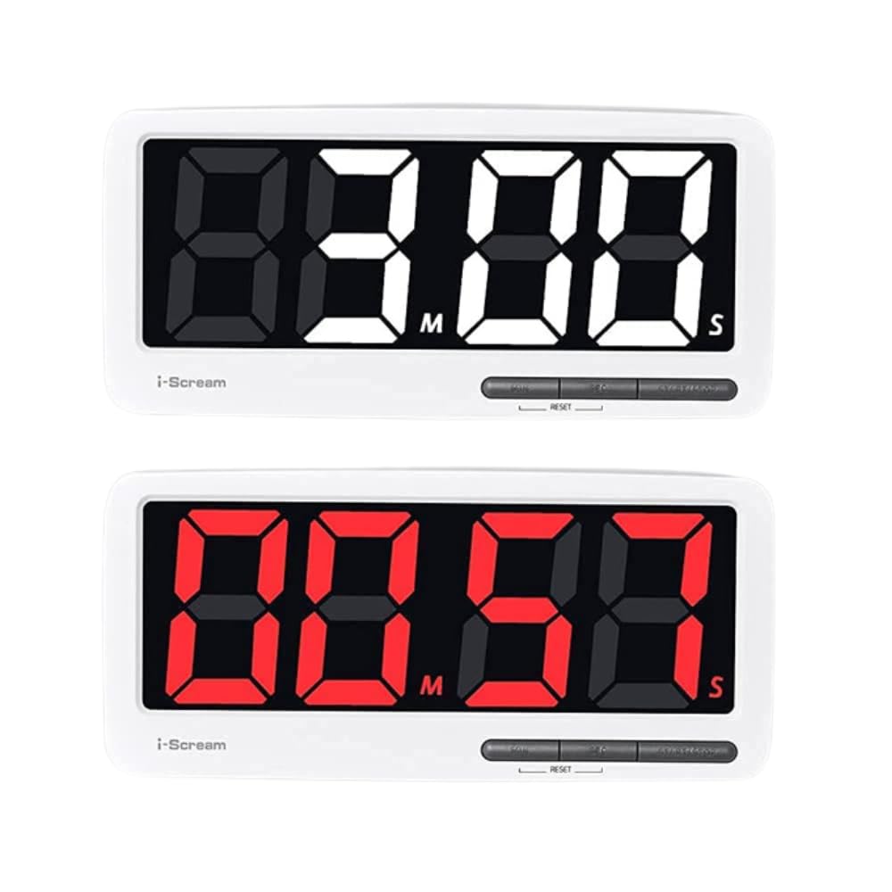 Photo 1 of i-Scream LED Big Timer - Countdown Clock with Large 7.3" Display, 3 Brightness Settings, 4 Alarms and 3 Volume Levels, Battery-Powered Magnetic Timer for Home, Cooking, Studying, Fitness, Classroom