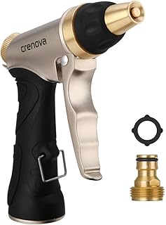 Crenova Garten Handbrause HN-01 Hochdruck Gartenbrause/Garten-Spritzpistolen - 100% Metal - Verstellbarer Wasserdurchfluss - Robust und Leistungsstark für Autowaschanlagen, Garten Bewässerung