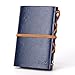 EvZ Leather Writing Journal Notebook, 5 Inches Vintage Nautical Spiral Blank String Diary Notepad Sketchbook Travel to Write in, Unlined Paper, Retro Pendants, Classic Embossed, Dark Blue
