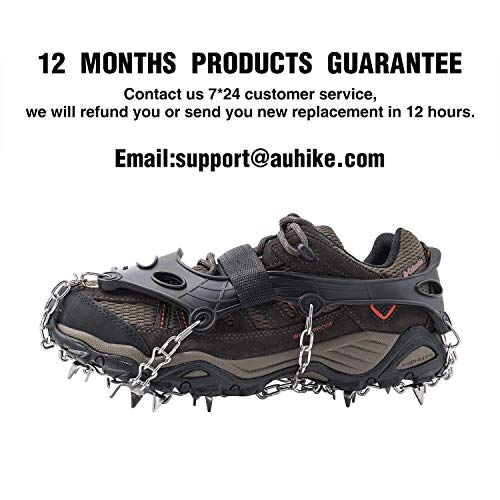 AUHIKE Traction Cleats,Ice Snow Grips Crampons for Footwear with 18 Stainless Steel Spikes for Walking, Jogging, Climbing,Wet Grass, Hiking on Snow and Ice (S)