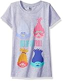 Trolls Girls' Little Girls' Movie Out of Controll Short Sleeve T-Shirt, Heather Grey, Large/6X