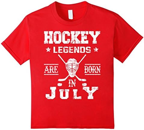 unisex-child Hockey Legends Are Born In July Birthday Gift T-shirt 8 Red