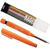 KLEIN TOOLS 80189 Skribes 2.8 mm Mechanical Carpenter Pencil with Built-In Sharpener and 10-Pack Assorted Color Leads, for Deep Hole Marking for Woodworking and Construction