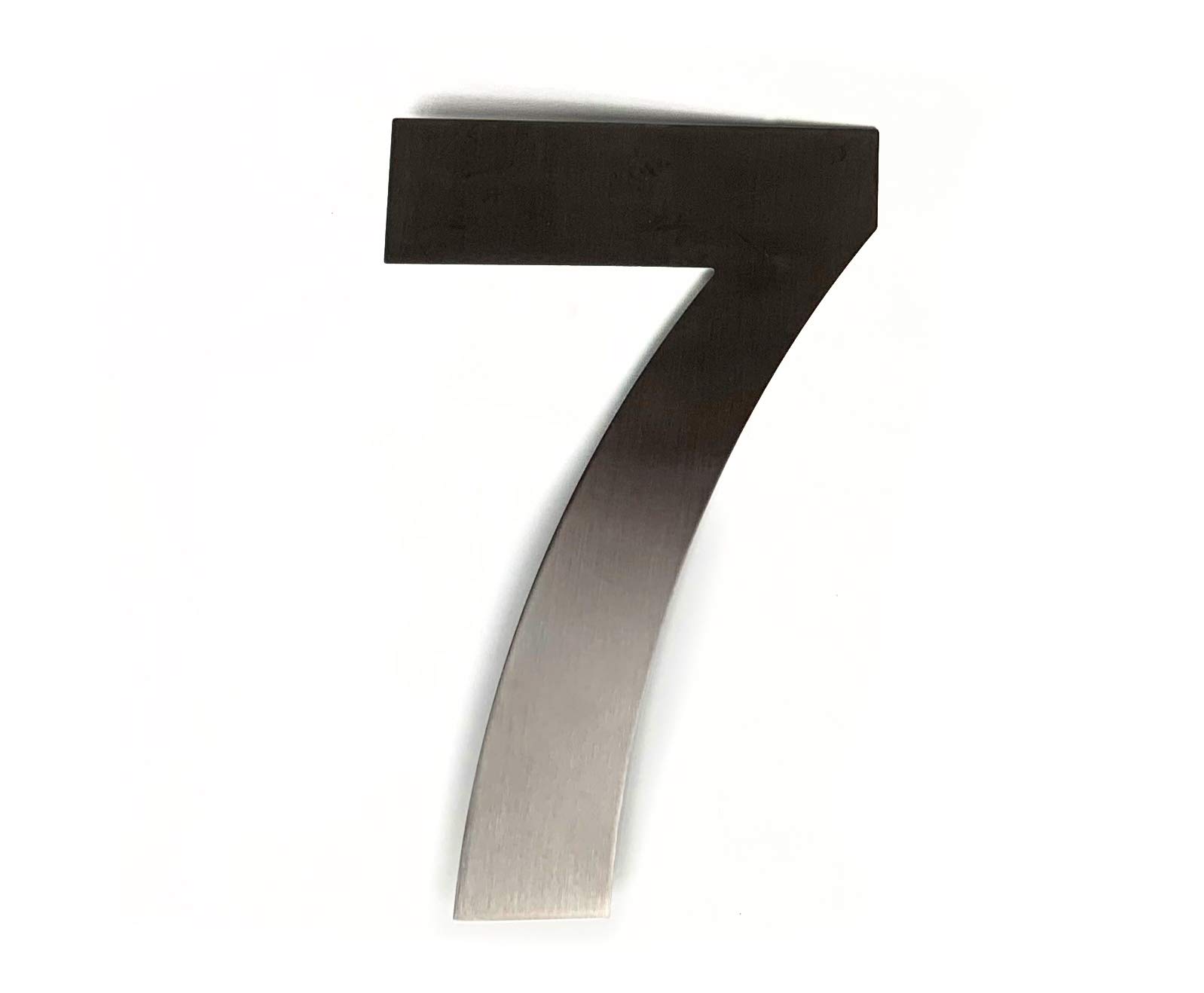 ASC FLOATING HOUSE NUMBER - Number 7 (Seven) - Brushed Stainless Steel House/Door Number - 6" / 15cm Tall