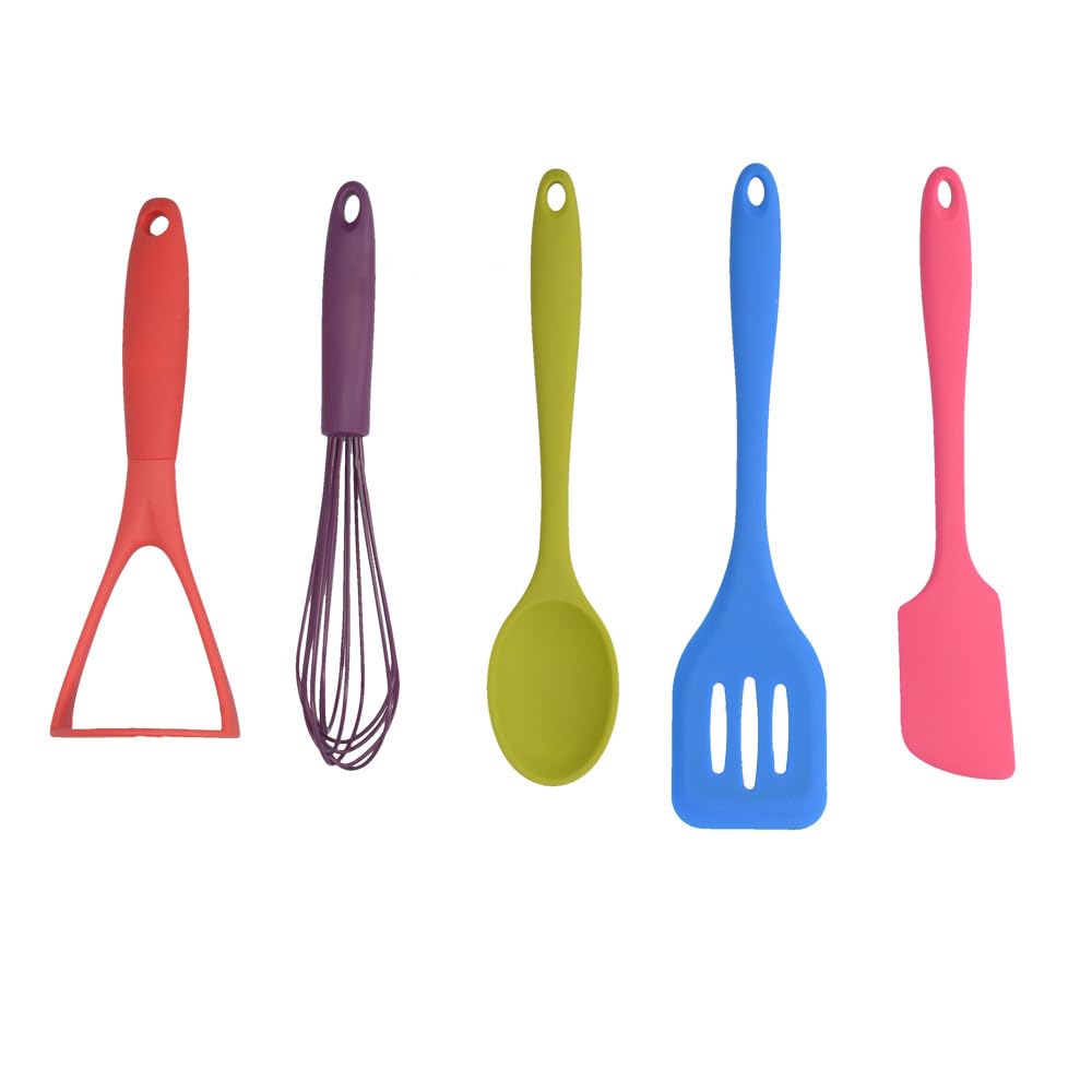 Colourworks CWBRTOOLS5PC Silicone Kitchen Utensils Set, In Gift Box, Multi Colour, 5 Pieces