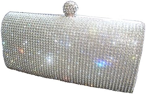 Shimmering Silver Diamante Encrusted Evening bag Clutch Purse Party Bridal Prom
