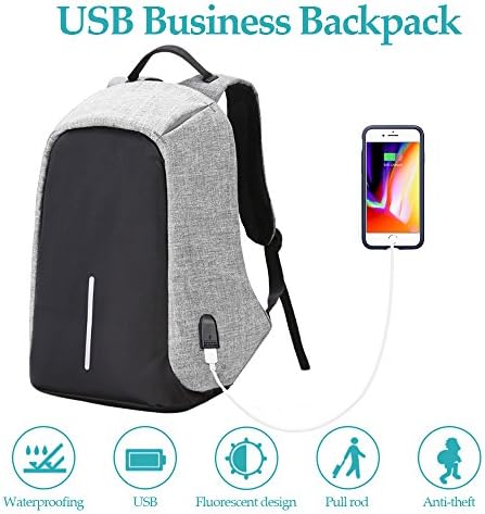 FSOOG Laptop Business Backpack Anti-theft Travel School Backpack With USB Charging Port Fits up 15.6 Inch Laptop For Student ,Men&amp;Women