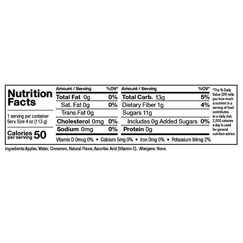 Zee Zees Unsweetened Cinnamon Applesauce Cups, All Natural, No Sugar Added, 4 oz Cups, 24 pack