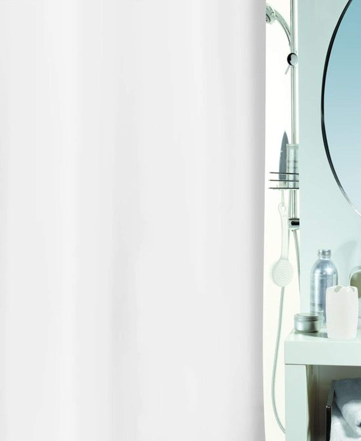 Spirella Altro Textile Shower Curtain 100% Polyester White 180 cm x 200 cm, W 70.9" x L 78.7" (1 Panels)