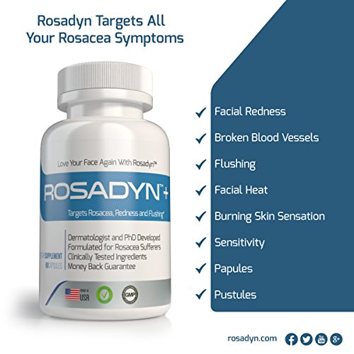 Rosacea Treatment Supplement by Rosadyn Relief for Face & Nose Redness, Acne and Red Eyes