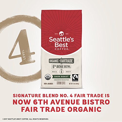 Seattle's Best Coffee 6th Avenue Bistro Fair Trade Organic Dark Roast Ground Coffee, 12Ounce