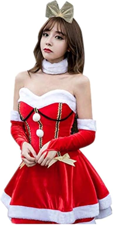 Vestito Da Stella Di Natale.Set Vestito Di Natale Abito Sexy Senza Maniche Vestiti Cerimonia Mini Abito Costume Cosplay Abiti Da Babbo Natale Da Sera Vestiti Mini Gonne Cocktail Dance Party Matrimonio Abiti Vestito Amazon It Abbigliamento
