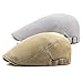 Bigface Up 2 Pack Men's Flat Cap Mesh Beret Cabbie Hunting Hat Summer Newsboy Ivy Cap(White+Khaki)