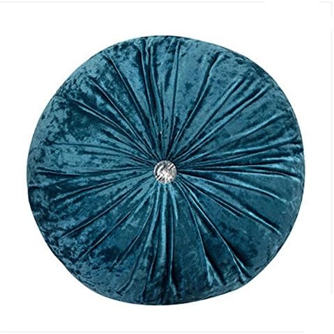 Zituop Home Decorative Suede Round Pumpkin Solid Throw Pillows for Couch, Lake Blue Dia 40cm/15.8inch
