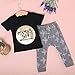 GRNSHTS Baby Boys Outfits Letters Printed T-Shirt + Pants Set (100/18-24 Month) Black