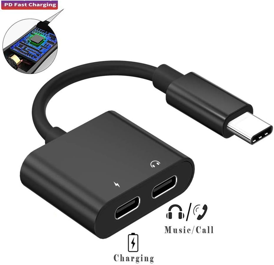ACCGUYS USB Type C Headphone Audio Jack Adapter, 2 in 1 Dual Type C Earphone Dongle for Google Pixel 2/2 XL/3/4 XL Supports Audio + Fast Charging Compatible for Galaxy Note 10/10+/Huawei Mate 20/P30