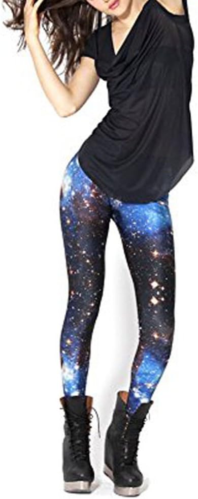 Idingding Womens Galaxy Star Printed High Waist Leggings Pants