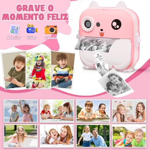 Câmera Instantânea (pink), Câmera Instantânea, Pode Imprimir Fotos, Grafite Diy, Vídeo HD, Pixels HD de 2400W