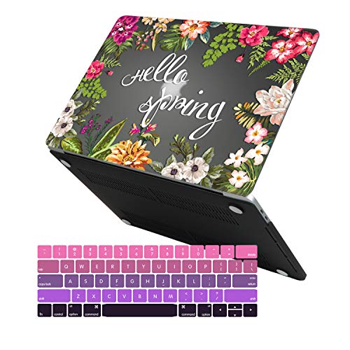 iCasso MacBook New Pro 13 Case 2017 and 2016 Release Hard Shell Cover for Newest MacBook Pro 13" Retina Model A1706/A1708 with/Without Touch Bar and Touch ID with Keyboard Cover (Happy Spring)