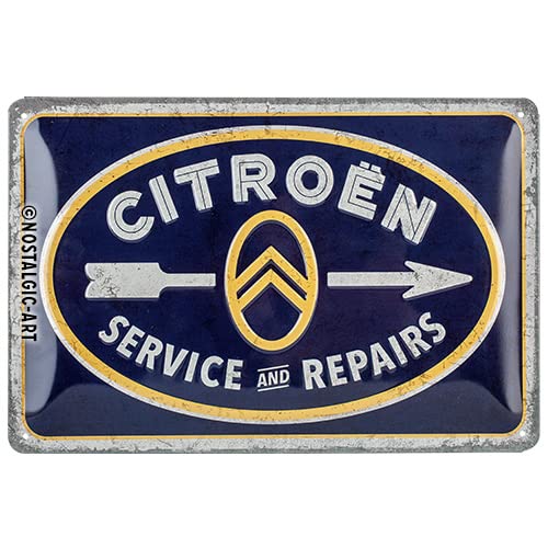 Nostalgic-Art Citroen - Service & - Gift Idea for Car Fans - Metal Vintage Design for Decoration - 20x30cm
