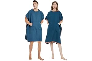 CAREWORX Surf Beach Poncho Wetsuit Changing Towel Bath Robe with Hood for Surfing Swimming Bathing Adults Men Women -One Size Fit All (Navy Blue with Pocket)