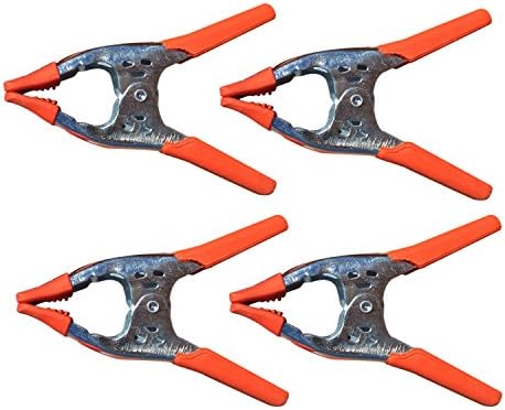 Pack of 4 Large Heavy Duty Metal Spring Clamps Coated Tips
